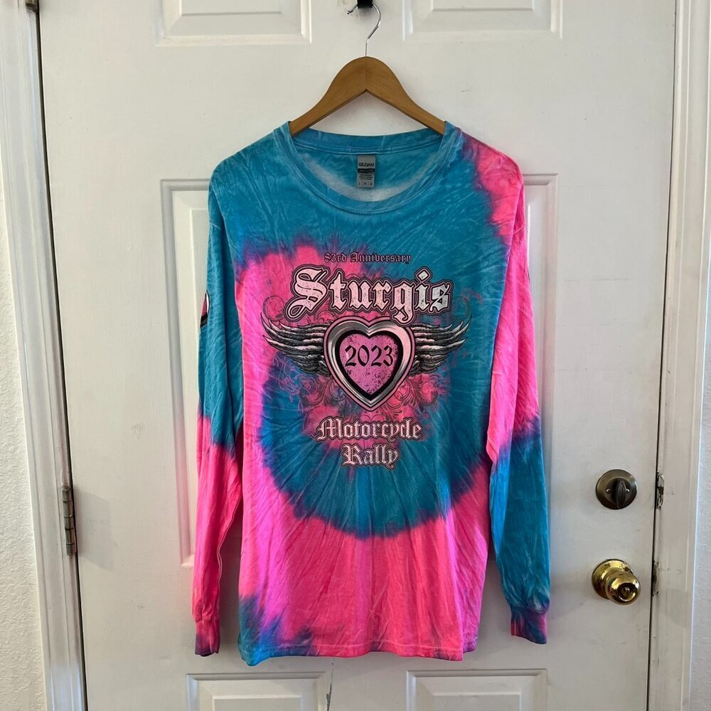 Sturgis Motorcycle Rally 2023 Tie-Dye 83rd Anniversary Long-Sleeve Tee Sz LR